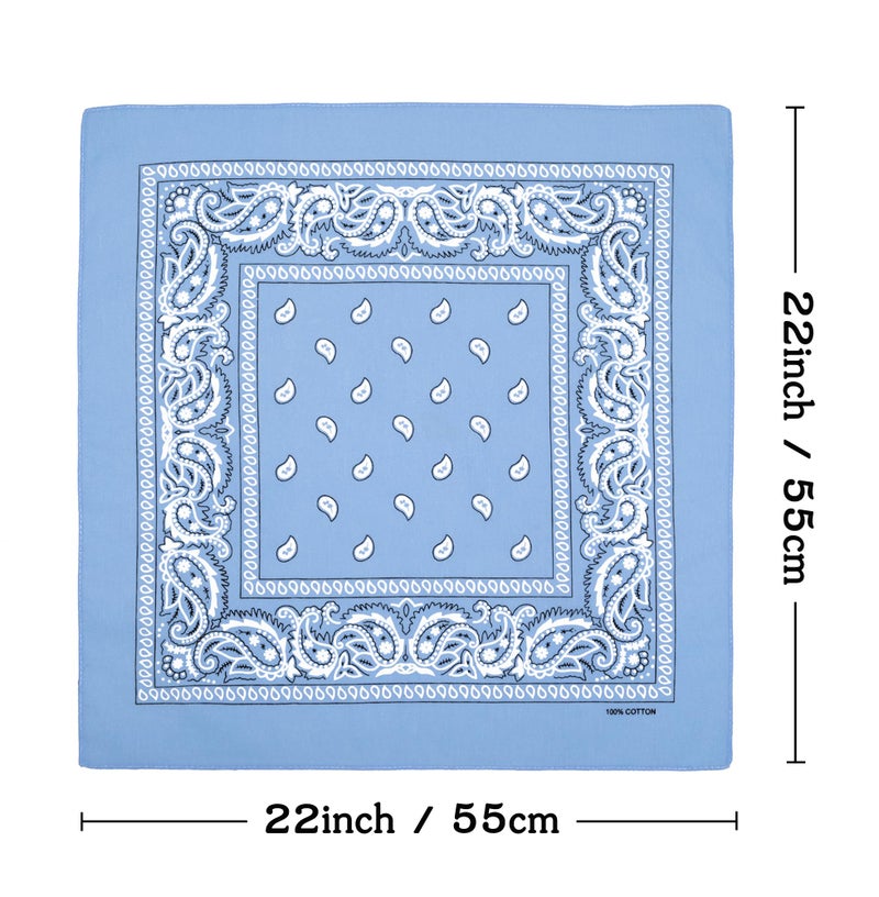 Bycc Bynn 3 Pack 100% Cotton Paisley Pattern Bandanas Square Scarf Headwear (Light Blue + Pink + Beige) - Image 2